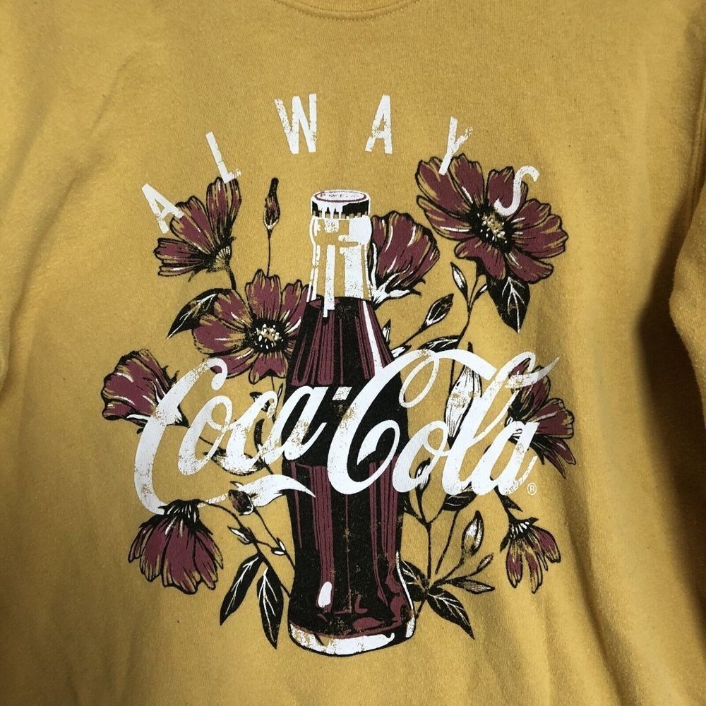 Coca Cola Always Sweatshirt Womens Medium Yellow Gold Cotton Polyester Casual - Picture 3 of 9